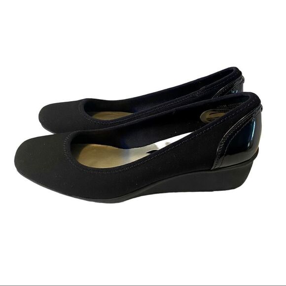 Anne Klein Sport Wisher Wedge Square Toe Slip-Ons w/ Patent Heel Overlay Sz 6.5M - Picture 2 of 7